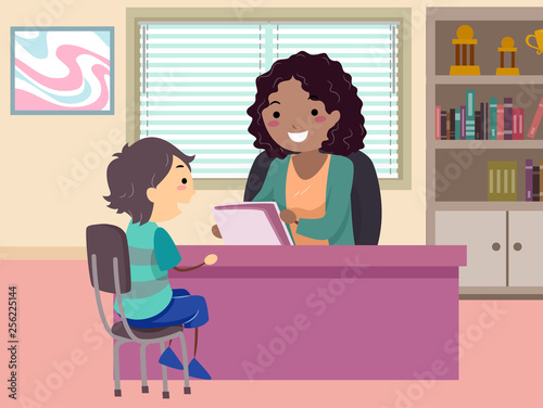 Stickman Kid Boy Guidance Counselor Illustration