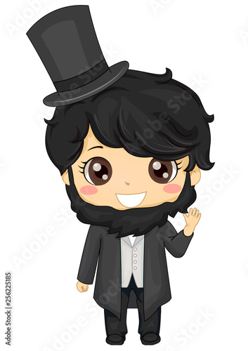 Kid Boy Abraham Lincoln Costume Illustration