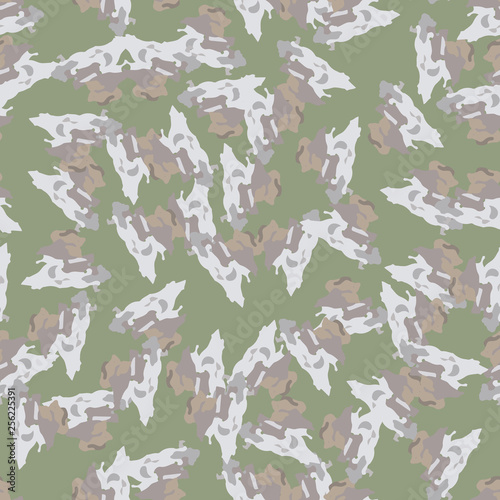 Field camouflage of various shades of green, brown and white colors