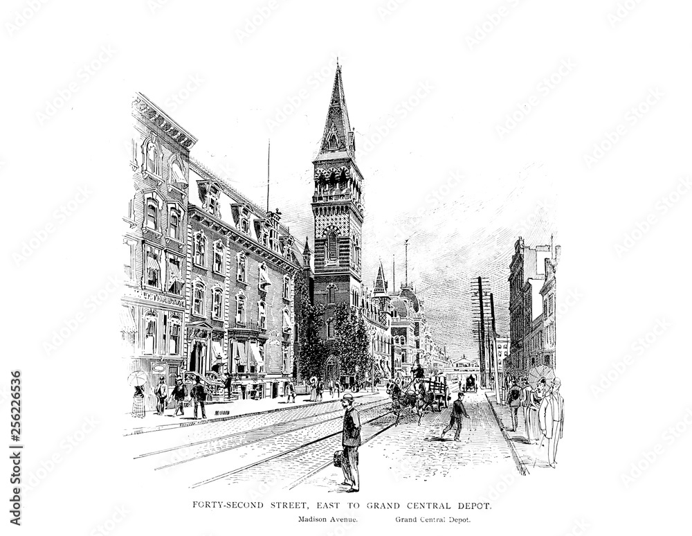 New York city. Engraving illustration New York city. Engraving illustration