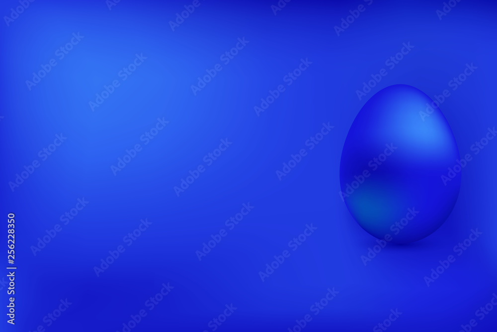 Blue chicken egg on a blue background. Element for design. Happy Easter.Greeting card with сopy space. Blue egg.Vector illustration.