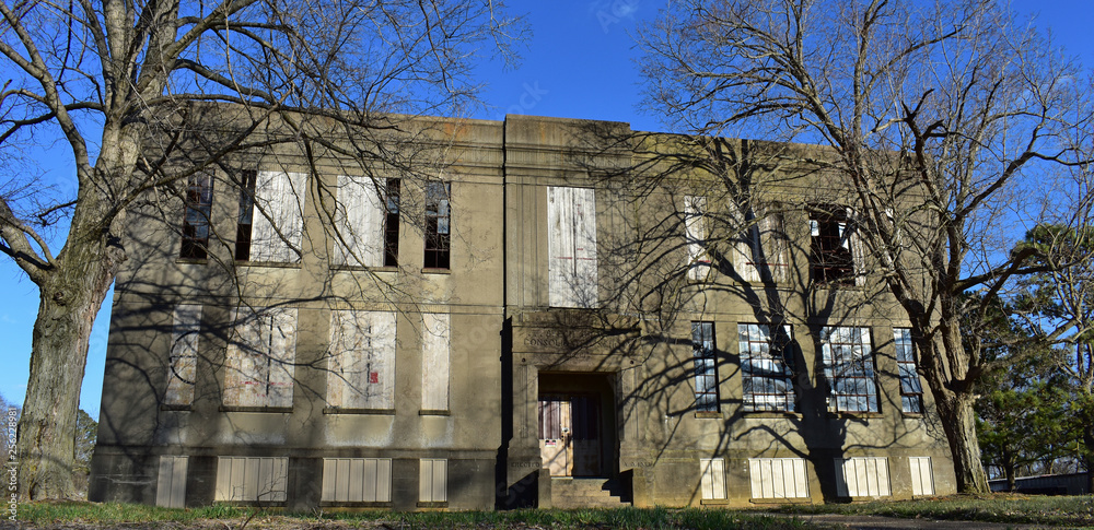 Abandoned school building in a small town Abandoned school building in a small town