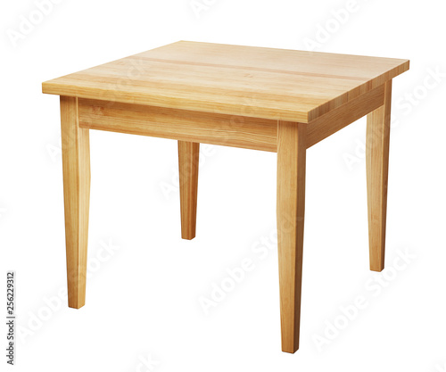 Konstfotografi square, wooden table isolated on white background with clipping path included, 3