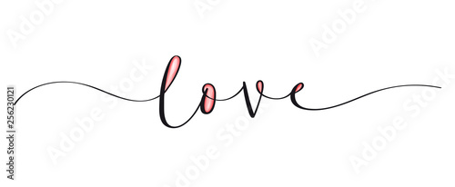 LOVE brush calligraphy banner with swashes