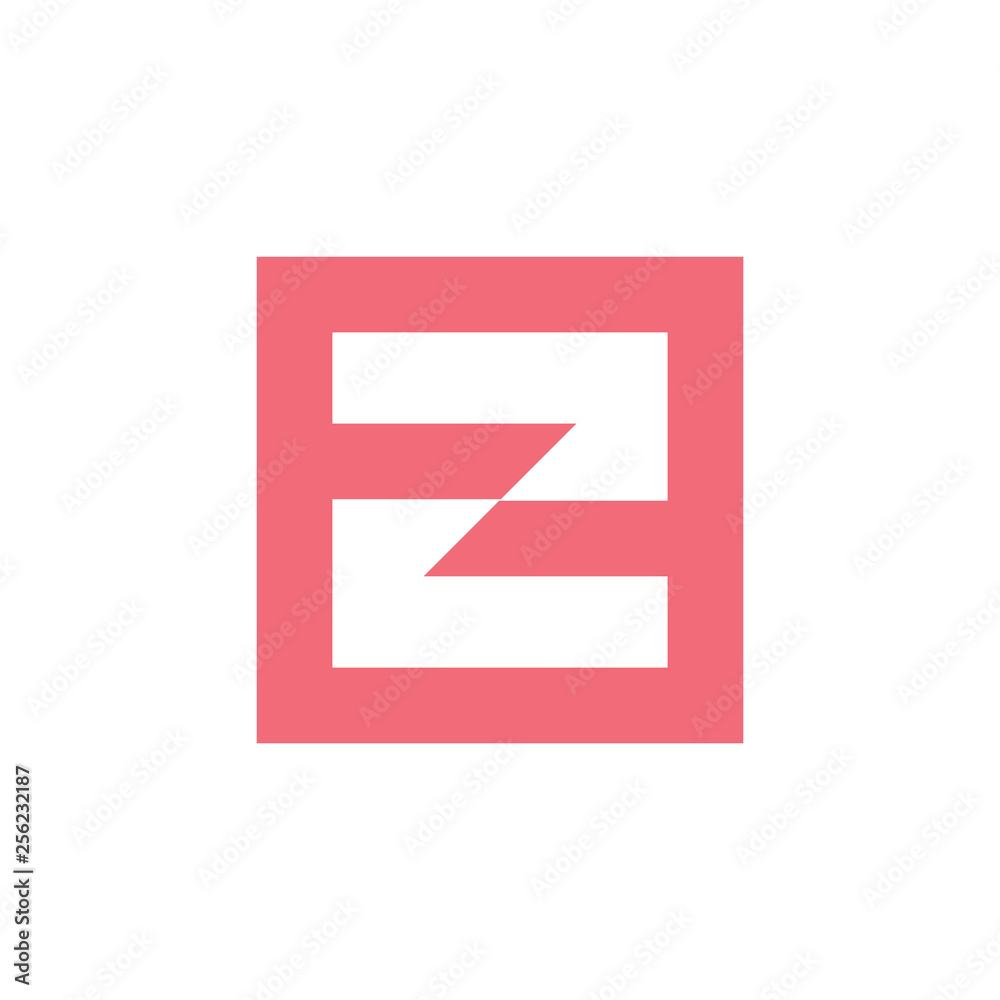 abstract letter 2f geometric square logo vector