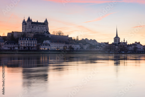 Saumur and the Loire river at sunset