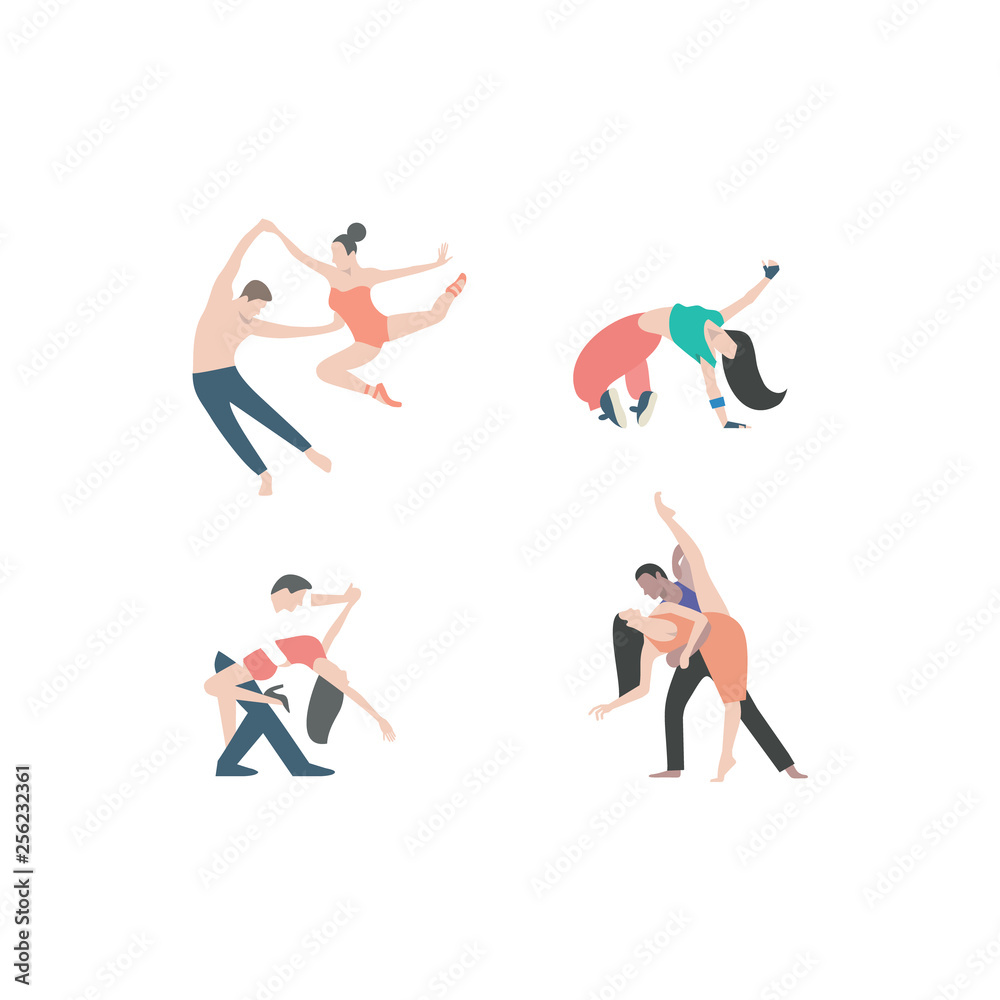 Vector icons of dance