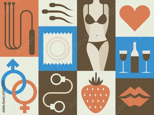 Vector illustration icon set of erotic, icon set