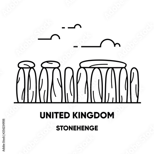 United Kingdom, Stonehenge, vector travel illustration