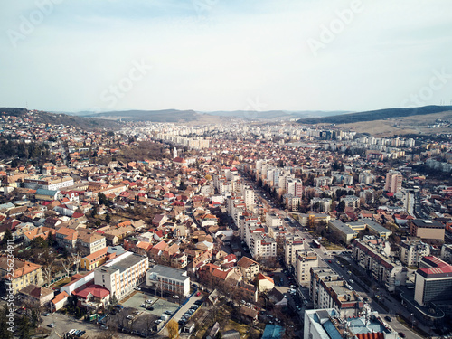 Fototapete Aerial shot of Targu Mures old city at daylight
