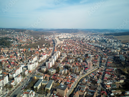 Aerial shot of Targu Mures old city at daylight