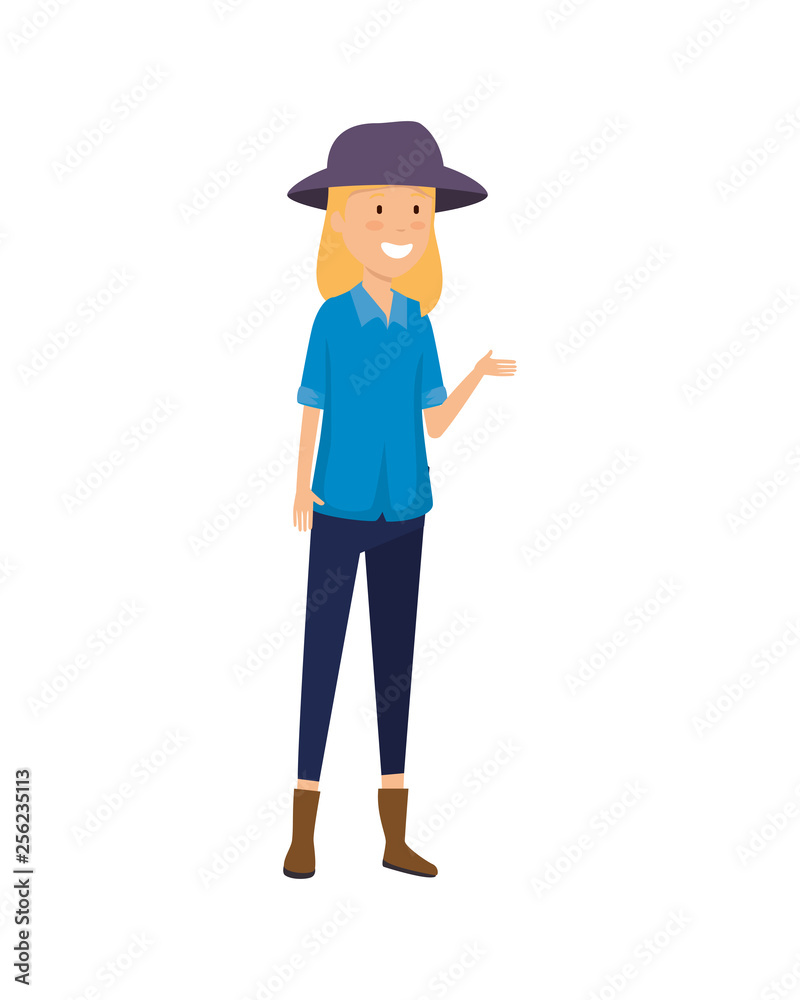 tourist woman with hat character