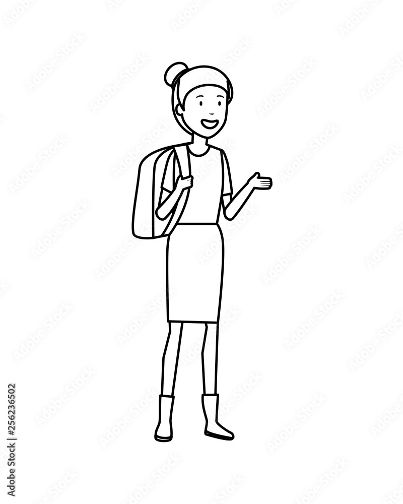 tourist woman with bag character tourist woman with bag character