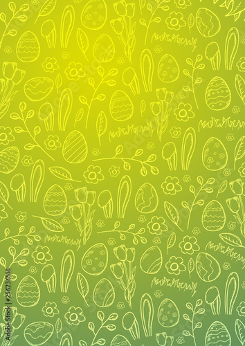 Easter background with Easter Eggs. Doodle hand draw background. Vector illustration.