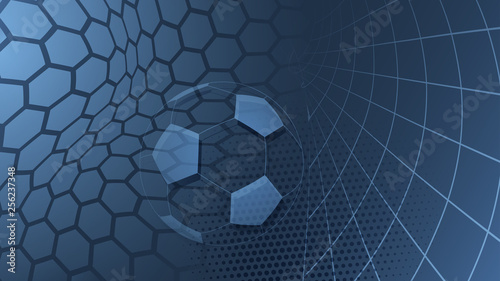 Football or soccer background with big ball in light blue colors