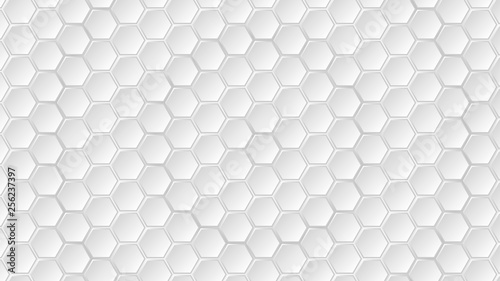 Abstract background of white hexagon tiles with gray gaps between them