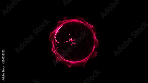 circular shinning glowing light ring sparkle powerful effect dust explosion. Scatter bright neon on black background. Star frame galaxy and space digital concept.