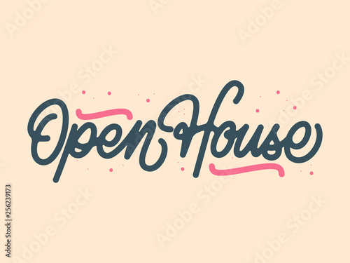 Mono Line Open House Calligraphy with Splash and Yellow Background