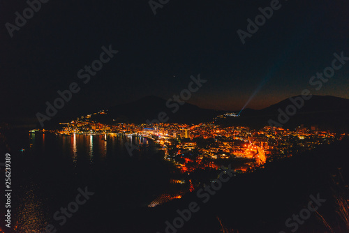night cityscape view of Budva city