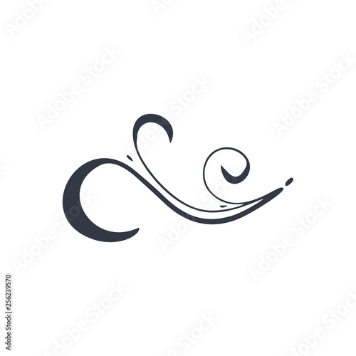Antique decorative element, scroll element, page divider. Ornament. Vector illustration on white background.