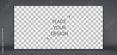 Photo frame mockup. Chess board background. Blank space for your design. Vector illustration.