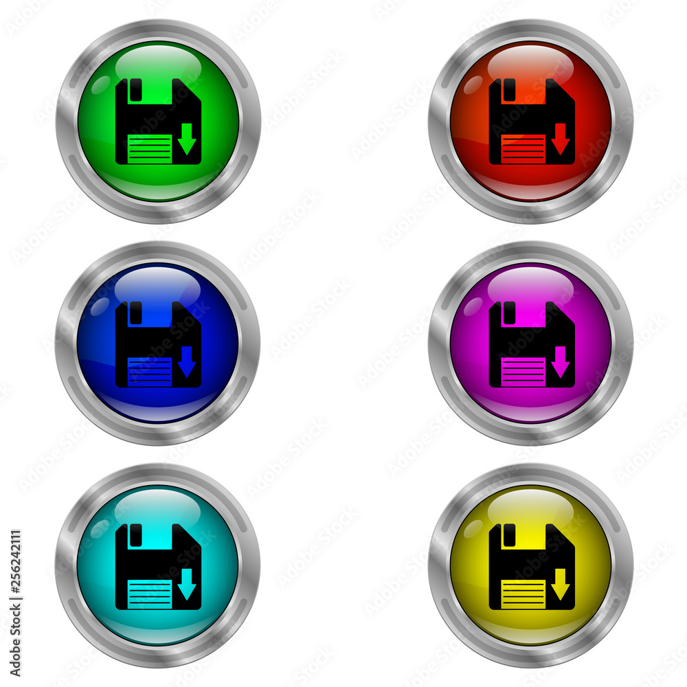 Save icon. Set of round color icons. Save icon. Set of round color icons.