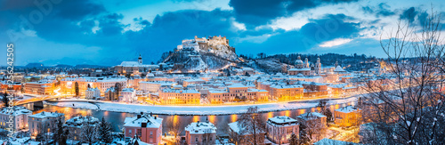 Salzburg panorama at Christmas time in winter, Austria