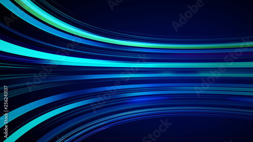 Blue colorful abstract background with animation moving of lines for fiber optic network. Magic flickering glowing flying lines. Animation of seamless loop. Bright thick stripes flying.