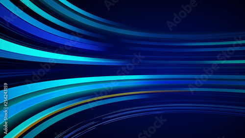 Blue colorful abstract background with animation moving of lines for fiber optic network. Magic flickering glowing flying lines. Animation of seamless loop. Bright  thick stripes flying.