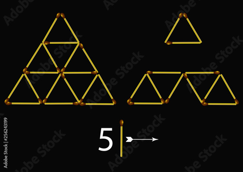 Puzzles for children and adults, shift the matches and get the result - another drawing.