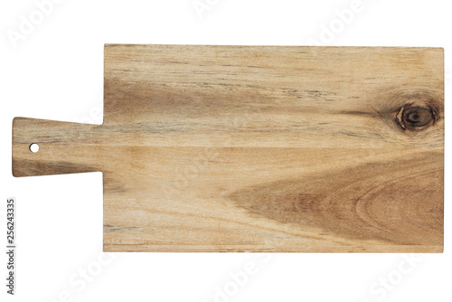 Wooden cutting board isolated on white background.