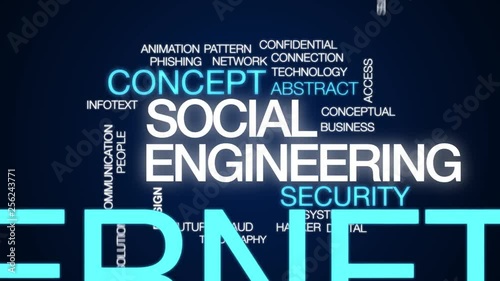 Social engineering animated word cloud. Kinetic typography. photo