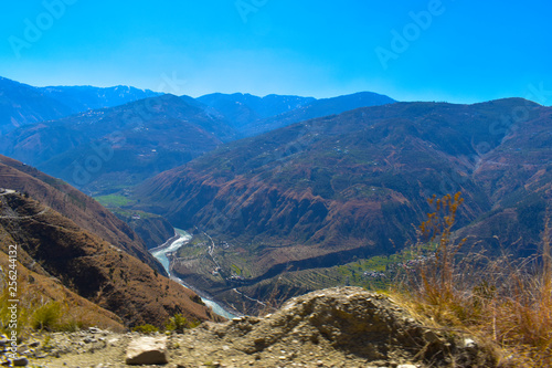Beatifull satluj river passing through beautifull himalaya