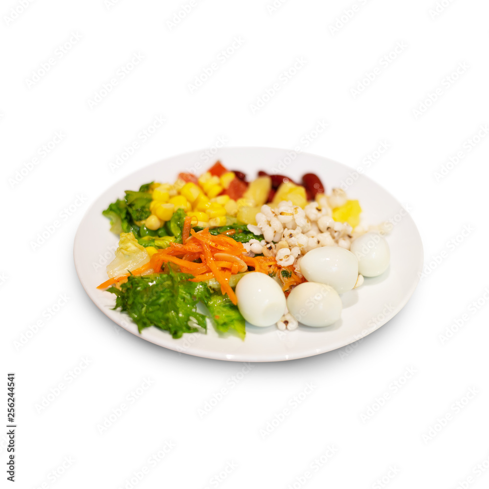 Salad in white plate isolate on white background Salad in white plate isolate on white background