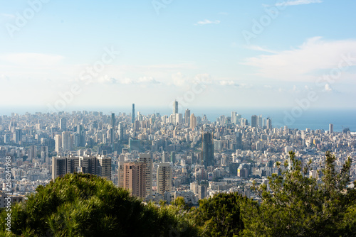 Papier peint Panorama of Beirut skyline, from Meitn in Lebanon