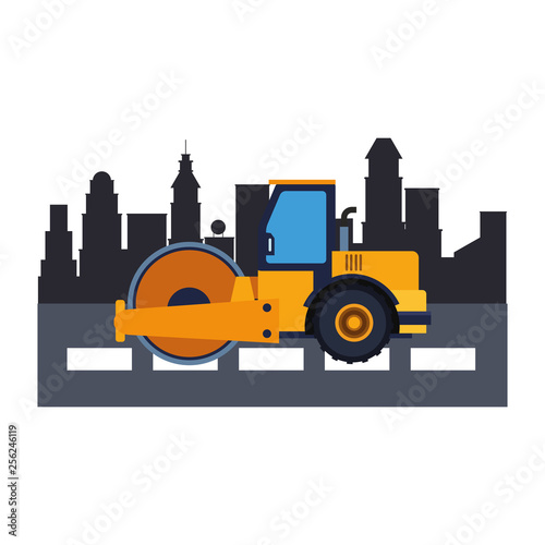 Construction vehicle steamroller colorful