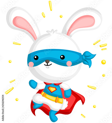 a vector of cute bunny in a superhero costume