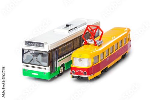 Toy bus and tram