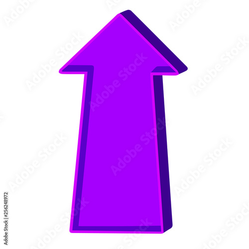 Purple arrow pointing up on a white background