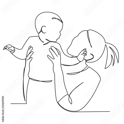 mom and baby talk play
