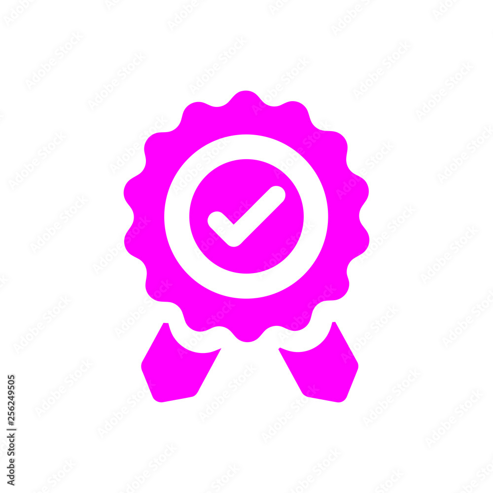 Badge, certificate, medal, quality, reward, Award Plaque, Award Ribbon. magenta color award icon Badge, certificate, medal, quality, reward, Award Plaque, Award Ribbon. magenta color award icon