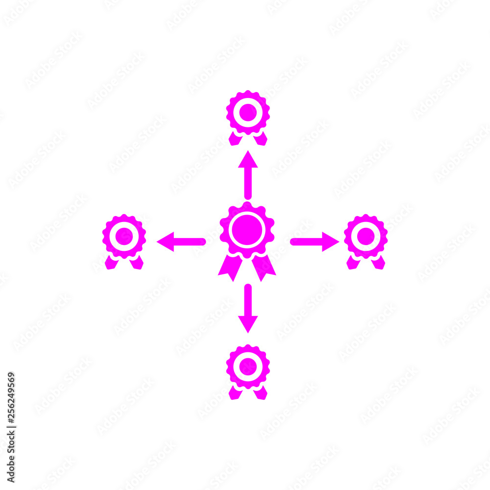 Badge, certificate, medal, quality, reward, Award Plaque, Award Ribbon. magenta color award icon