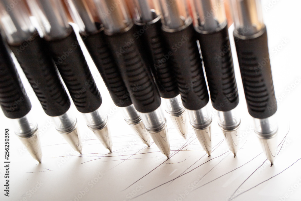 black ballpoint pens write on white paper black ballpoint pens write on white paper