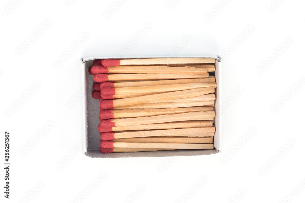 Pile of wooden matches isolated on white background,top view Pile of wooden matches isolated on white background,top view