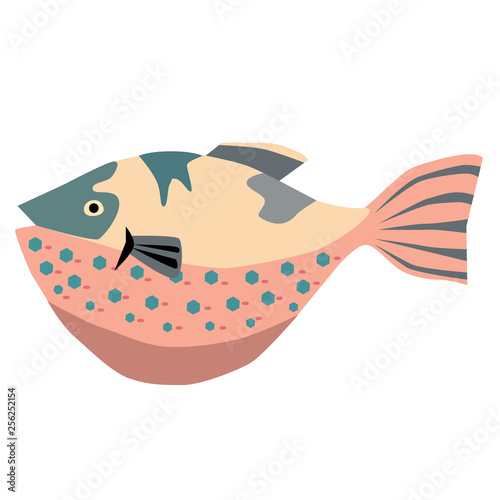 puffer fish flat illustration