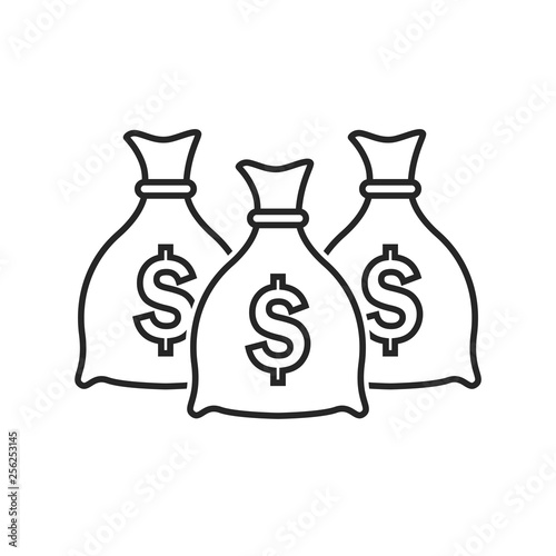 Money bag flat icon on white background, for any occasion