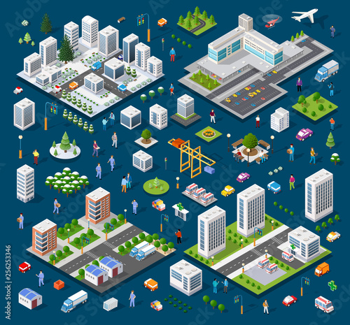 Isometric set module city