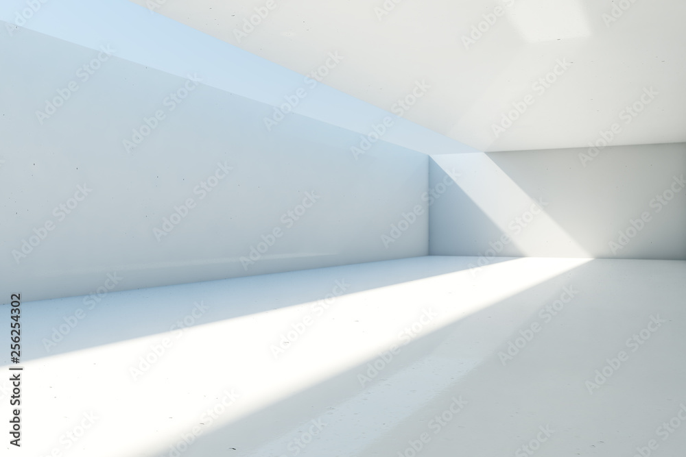 Fototapeta premium Abstract empty concrete room background with open ceiling and wall, 3d illustration.