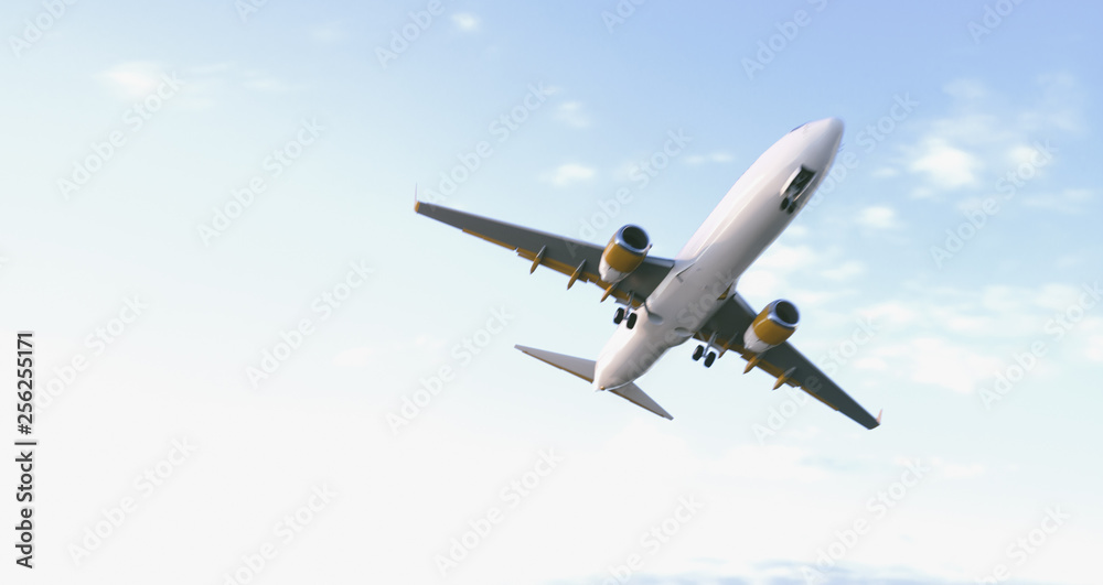 Commercial Airplane close fly by