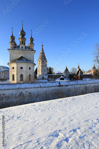 Archangel Michael Monastery in the town of Yuriev-Polsky on a frosty winter day in Russia